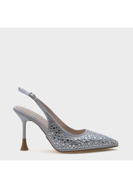 Hope Taşlı Saten Yüksek Topuklu Arkası Bantlı Stiletto