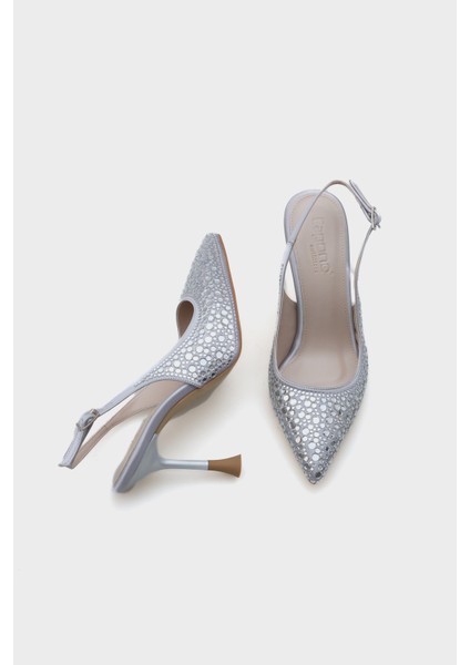 Hope Taşlı Saten Yüksek Topuklu Arkası Bantlı Stiletto modelleri