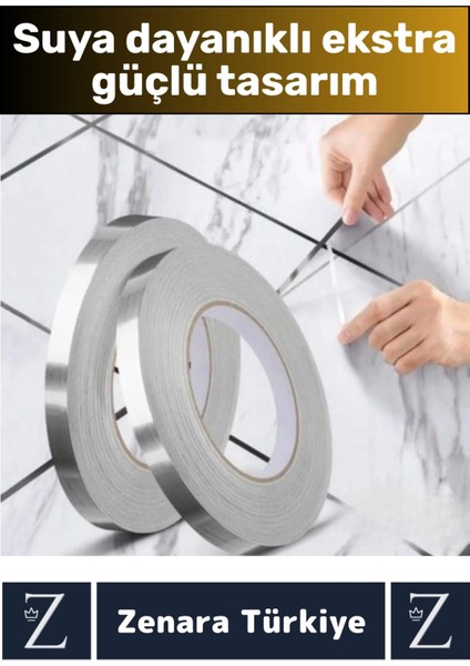 Premium Güçlü Kendinden Yapışkanlı Su Geçirmez Fayans Arası Şerit Derz Bant 0.5 cm x 50 Metre 2 Adet