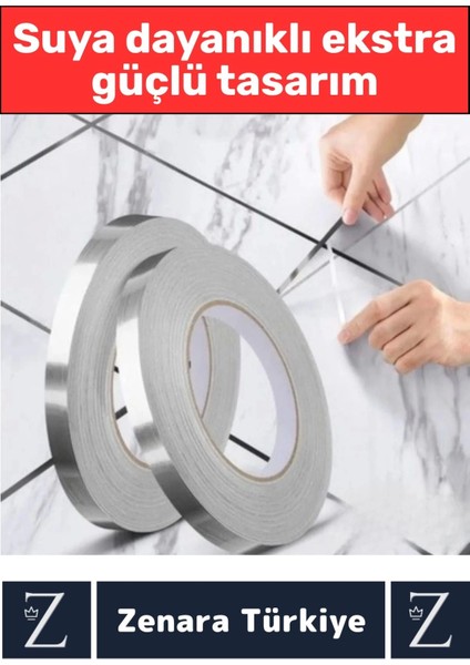 Premium Güçlü Kendinden Yapışkanlı Su Geçirmez Fayans Arası Şerit Derz Bant 1 cm x 50 Metre 2 Adet