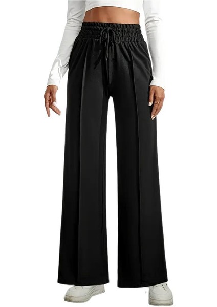 Kadın Siyah Bol Paçalı Çimalı Eşofman Altı BGL-ST04627 fırsatları