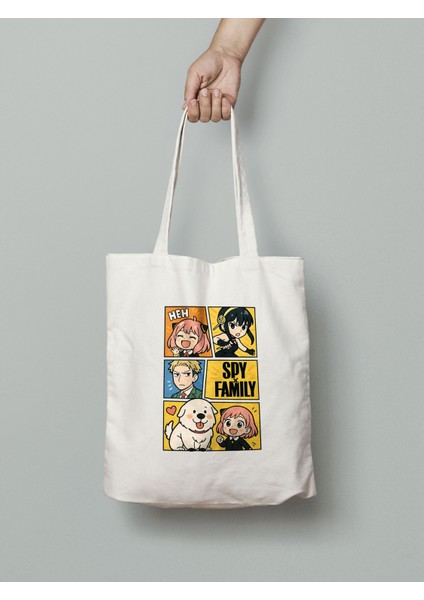 Spy x Family Anya Yor Loid Forger Bez Çanta 35X40 cm - Tote Bag- Anime Baskılı Çanta