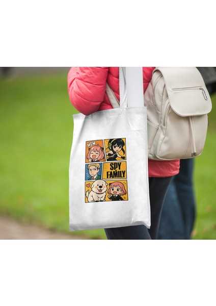 Spy x Family Anya Yor Loid Forger Bez Çanta 35X40 cm - Tote Bag- Anime Baskılı Çanta modelleri