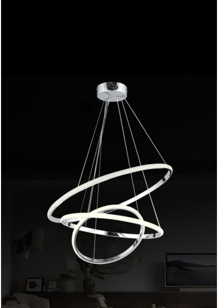 Çember Halka Modern Sarkıt Ultra LED 3 Renk Avize