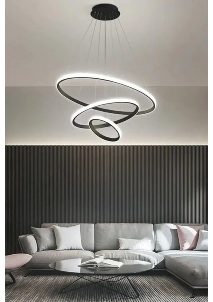 Çember Halka Modern Sarkıt Ultra LED 3 Renk Avize