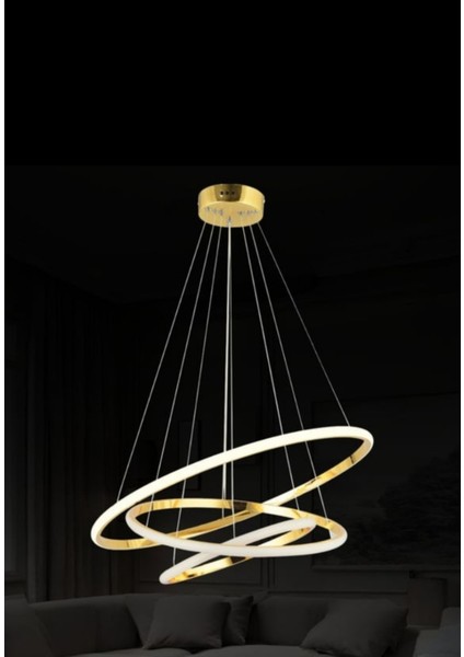 Çember Halka Modern Sarkıt Ultra LED 3 Renk Avize