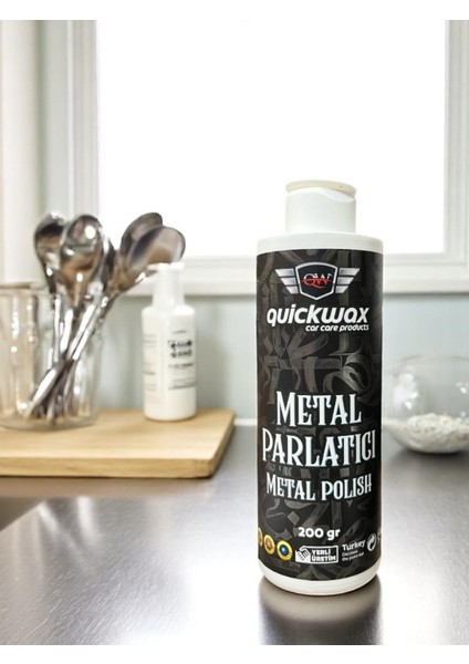 Quickwax Metal Parlatıcı 200 G – Krom, Çelik, Alüminyum Yüzeyler Için Parlaklık ve Koruma