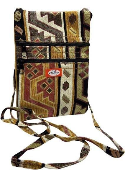 Otantik Desenli Fermuarlı Askılı Çanta Özel Dikim - Gs301