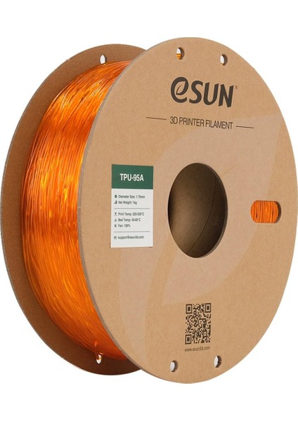 ETPU-95A Filament Yarı Saydam Turuncu 1,75MM 1 kg