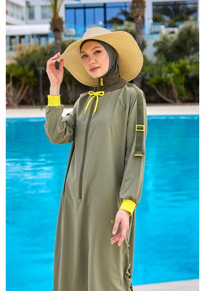 Tam Kapalı Tesettür Mayo - Modern Detaylı Yazlık Mayo M2524