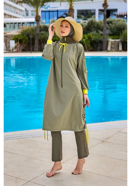 Tam Kapalı Tesettür Mayo - Modern Detaylı Yazlık Mayo M2524