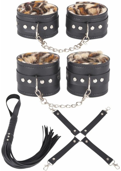 Aria's Closet Deri Leoparlı 4'lü Harness Set