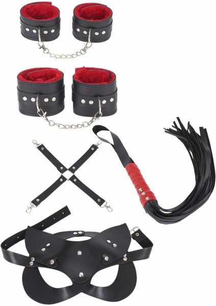 Aria's Closet 4'lü Kol Bacak Kırbaç Maske Deri Aksesuar Set