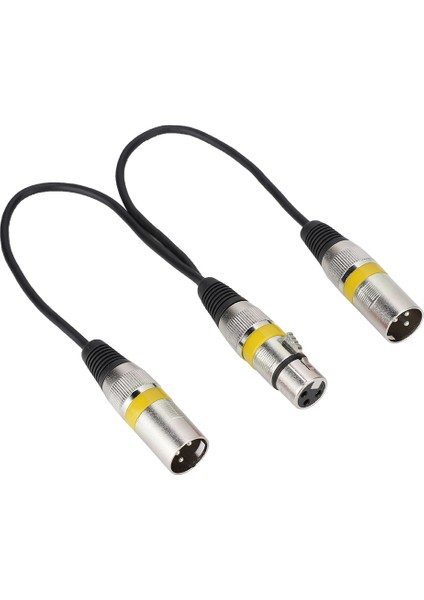 30CM Xlr Dişi Jak - Çift Erkek Baş Ayırıcı Adaptörü Ses Mikrofon Uzatma Kablosu Canon Sarı (Yurt Dışından)