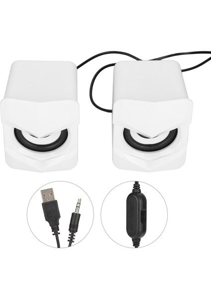 USB Kablolu Bilgisayar Hoparlörü Mini Multimedya Masaüstü Hoparlörü Pc Monitör Cep Telefonu Dizüstü Bilgisayar Sıradan Stil Beyaz (Yurt Dışından)