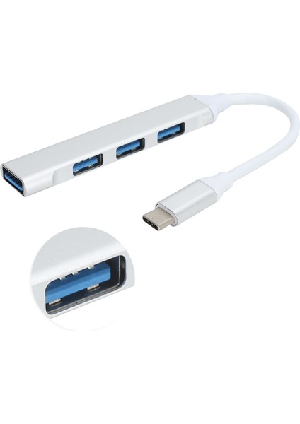 Typec - USB Hub Dock Alüminyum Alaşımlı Kabuk Usb3.0 4 Portlu Adaptör Telefon Bilgisayar Için (Yurt Dışından) fiyatları
