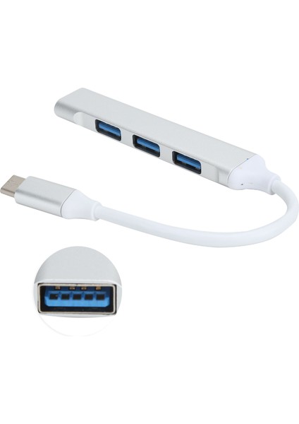 Typec - USB Hub Dock Alüminyum Alaşımlı Kabuk Usb3.0 4 Portlu Adaptör Telefon Bilgisayar Için (Yurt Dışından) modelleri