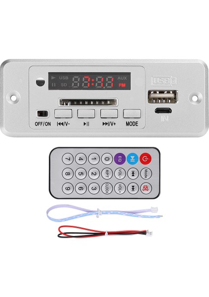 5V Mp3 Ses Kod Çözücü Modülü USB Fm Radyo Mp3 Kod Çözme Kartı Güç Amplifikatörü ile Müzik Çalargümüş (Yurt Dışından)