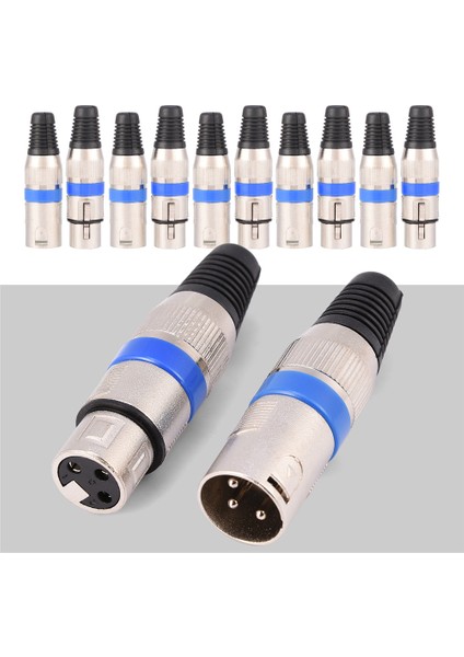 5 Çift 3 Pinli Xlr Mikrofon Mikrofon Ses Konnektörü Erkek Fiş Dişi Soket (Yurt Dışından)