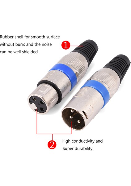 5 Çift 3 Pinli Xlr Mikrofon Mikrofon Ses Konnektörü Erkek Fiş Dişi Soket (Yurt Dışından)