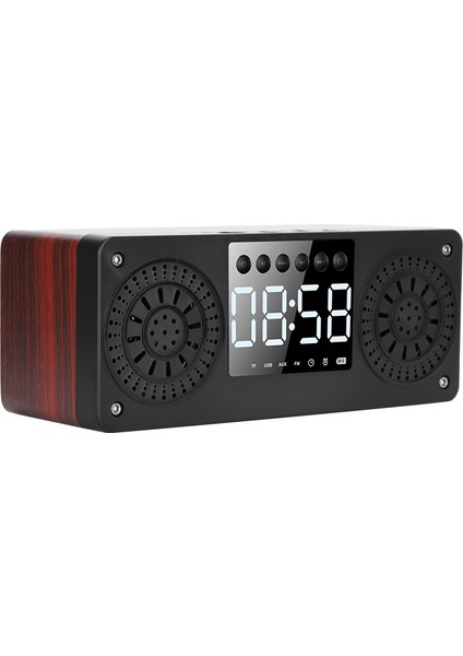 Bluetooth Mini Kablosuz Çalar Saat Açık Hava Taşınabilir Eklenti Kartı Bas Müzik Hoparlörü (Kırmızı Ahşap Desenli) (Yurt Dışından) fiyatları