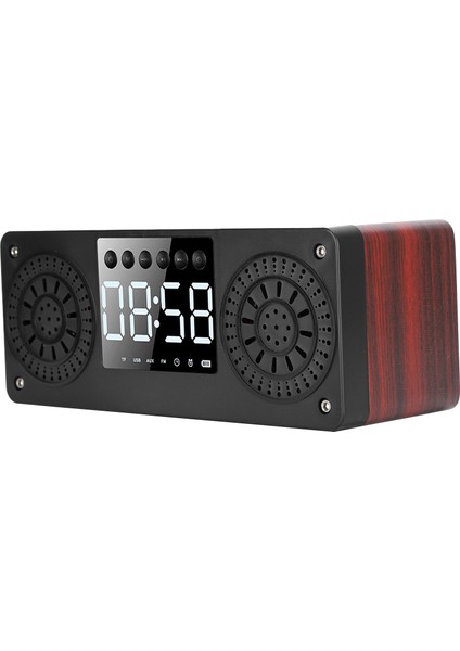 Bluetooth Mini Kablosuz Çalar Saat Açık Hava Taşınabilir Eklenti Kartı Bas Müzik Hoparlörü (Kırmızı Ahşap Desenli) (Yurt Dışından) fırsatları