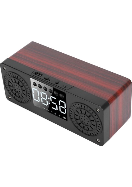 Bluetooth Mini Kablosuz Çalar Saat Açık Hava Taşınabilir Eklenti Kartı Bas Müzik Hoparlörü (Kırmızı Ahşap Desenli) (Yurt Dışından) indirimleri
