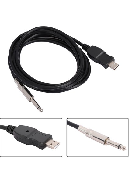 Taşınabilir Gitar USB Ses Kablosu Bilgisayar Tel Bağlantı Bağlantısı Enstrüman Adaptörüsiyah 300CM (Yurt Dışından) indirimleri