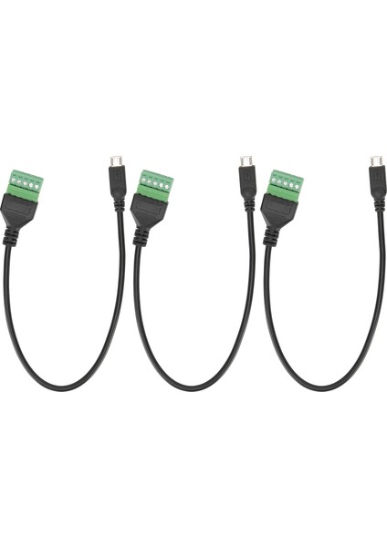 3 Adet Mikro USB 5 Pin Erkek - 5 Pin Vida Kalkanlı Lehimsiz Terminal Fiş Adaptör Kablosu (Yurt Dışından)