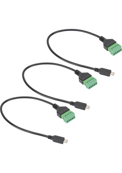 3 Adet Mikro USB 5 Pin Erkek - 5 Pin Vida Kalkanlı Lehimsiz Terminal Fiş Adaptör Kablosu (Yurt Dışından) fiyatları