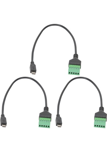 3 Adet Mikro USB 5 Pin Erkek - 5 Pin Vida Kalkanlı Lehimsiz Terminal Fiş Adaptör Kablosu (Yurt Dışından) modelleri