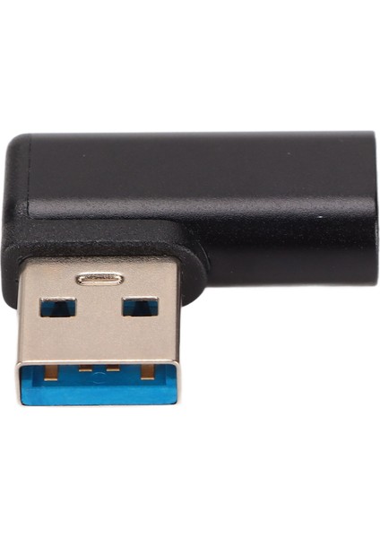 90 Derece USB 3.0 - Tip C Adaptörü 3A 10GBPS USB Sol Açı Adaptörü Cep Telefonları Tabletler Sabit Sürücüler Siyah (Yurt Dışından)