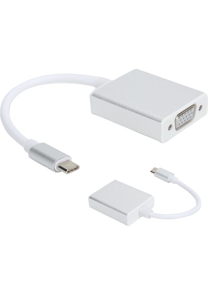 Typec - VGA Adaptörü Gümüş Kompakt Erkek - Dişi Dönüştürücü Os x ile Uyumlu (Yurt Dışından) indirimleri