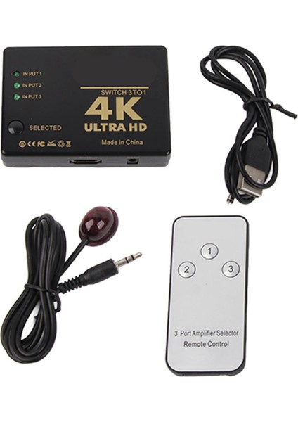 4K Ultra Hd 1080P 3 Port HDMI Anahtar Amplifikatör Seçici Ayırıcı Hub Uzaktan Kumandalı (Yurt Dışından)