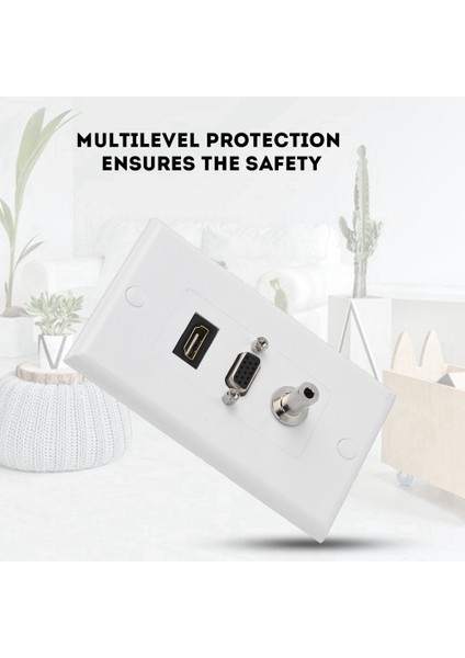 Ses Video Dc 3.5mm Dişi HDMI + VGA 3'ü 1 Arada Soket Panel Şarj Çıkışı (Yurt Dışından) fırsatları