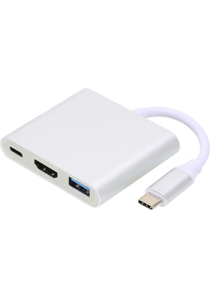4K 3'ü 1 Arada Typec Yerleştirme Istasyonu Typec - HDMI Uyumlu USB Pd Çoklu Bağlantı Noktası Adaptörü (Gümüş) (Yurt Dışından) fiyatları