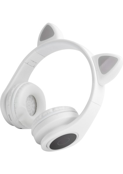 Gençler Için Mikrofonlu LED Gürültü Azaltma Kulaklığı Kedi Kulak Şeklinde Bluetooth 5.0 Kulaklıkbeyaz (Yurt Dışından) modelleri