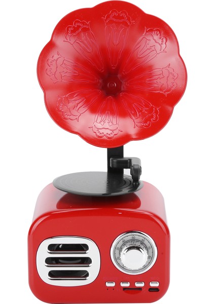 Taşınabilir Fonograf Vintage Retro Bluetooth Hoparlör Hoparlör Kutusu Ekipman Aksesuarıkırmızı (Yurt Dışından) fiyatları