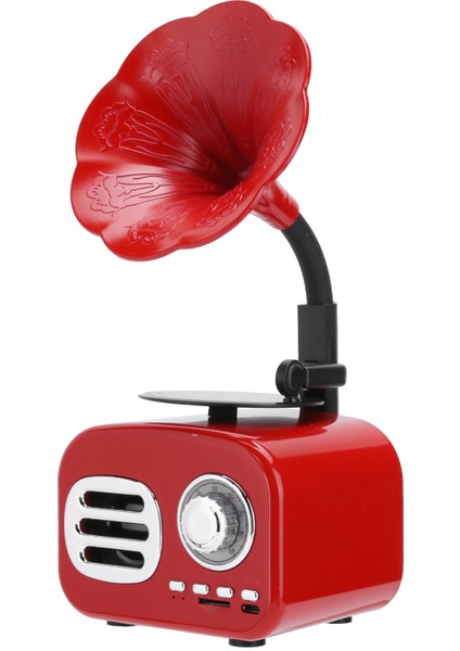 Taşınabilir Fonograf Vintage Retro Bluetooth Hoparlör Hoparlör Kutusu Ekipman Aksesuarıkırmızı (Yurt Dışından) modelleri