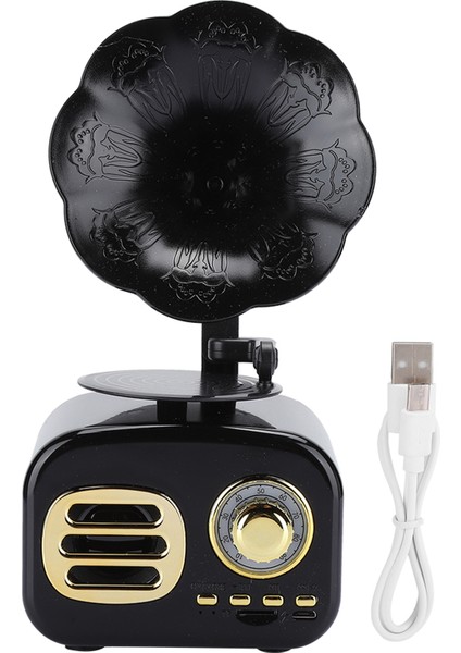Mini Retro Bluetooth Akıllı Hoparlör Taşınabilir Hoparlör Müzik Çalar Masaüstü Dizüstü Bilgisayar Içinsiyah (Yurt Dışından)
