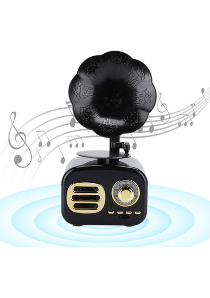 Mini Retro Bluetooth Akıllı Hoparlör Taşınabilir Hoparlör Müzik Çalar Masaüstü Dizüstü Bilgisayar Içinsiyah (Yurt Dışından)