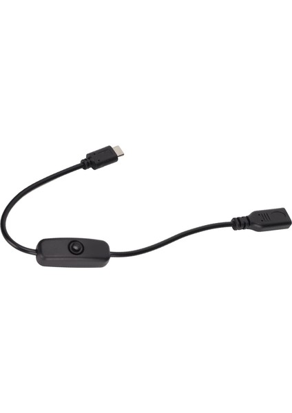 Tip C Erkekten Dişi Güç Uzatma Kablosu 30CM/11.8INÇ Cep Telefonları Için Açma/kapama Anahtarlı USB Uzatma Kablosu Siyah (Yurt Dışından)