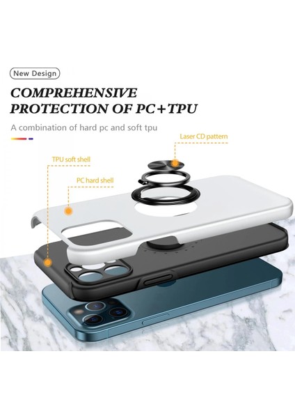 Apple iPhone 12 Pro Kılıf Elit Yüzüklü Kapak - Gümüş Ynsmr fiyatları