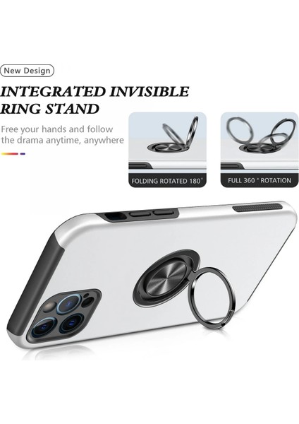 Apple iPhone 12 Pro Kılıf Elit Yüzüklü Kapak - Gümüş Ynsmr modelleri