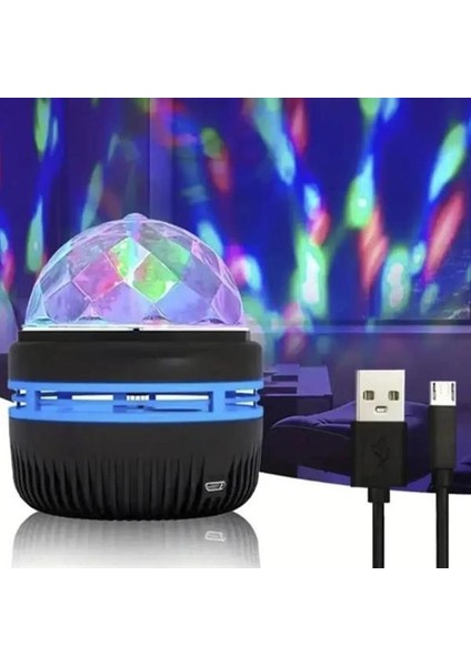 Fırsat Byr YQX-6888 Mini Usb'li 3 Watt Şarjlı Sihirli Rgb LED Disko Topu Yeni
