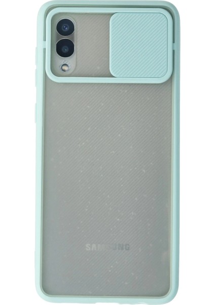 Samsung Galaxy A02 Kılıf Palm Buzlu Kamera Sürgülü Silikon - Turkuaz Ynsmr