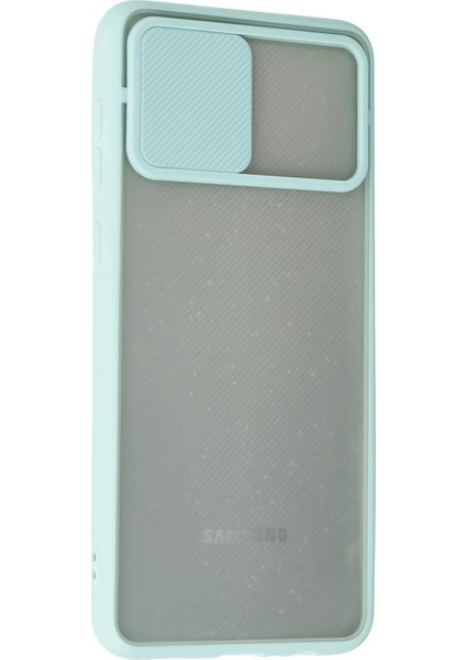 Samsung Galaxy A02 Kılıf Palm Buzlu Kamera Sürgülü Silikon - Turkuaz Ynsmr