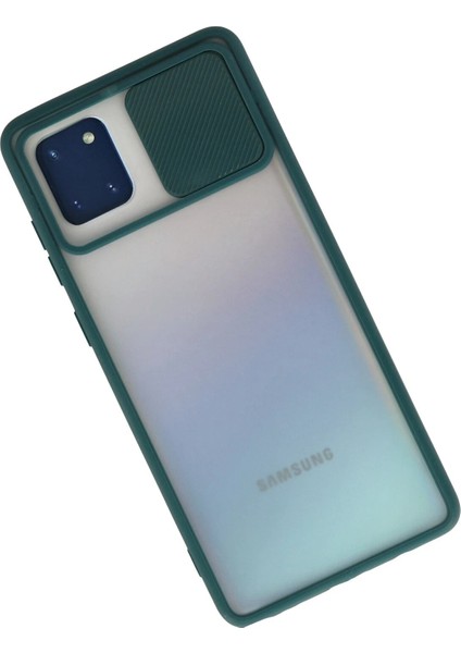 Samsung Galaxy A81 / Note 10 Lite Kılıf Palm Buzlu Kamera Sürgülü Silikon - Yeşil Ynsmr