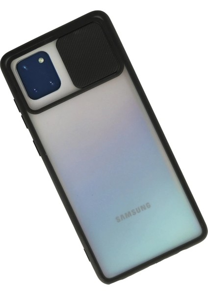 Samsung Galaxy A81 / Note 10 Lite Kılıf Palm Buzlu Kamera Sürgülü Silikon - Siyah Ynsmr