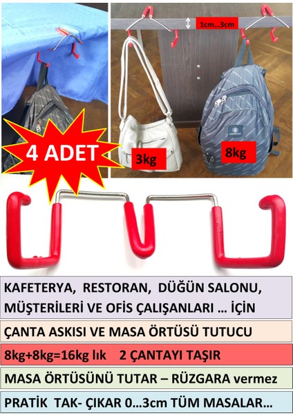 Masa Örtüsü Tutucu Çanta Askısı Restoran Kafe Ofis Için Kanca Çengel Mandal Organizer fiyatları